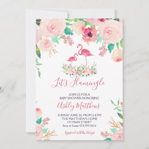 Flamingo Baby shower Invitation Flamingo Shower Invitation