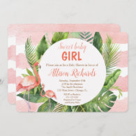 Flamingo baby shower invitation girl watercolor