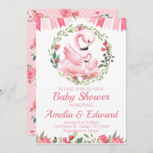 Flamingo Baby Shower Invitation Invite