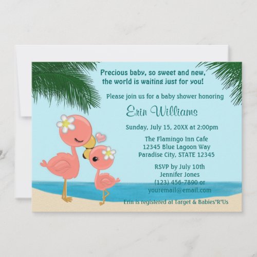 Flamingo Baby Shower invitation Mommy Kiss