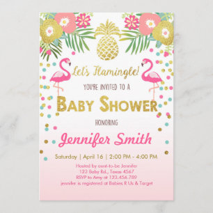 Flamingo Baby shower invitation Tropical