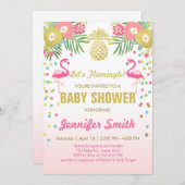 Flamingo Baby shower invitation Tropical (Front/Back)
