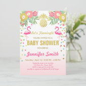 Flamingo Baby shower invitation Tropical (Standing Front)
