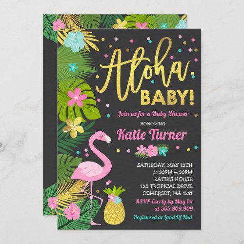 Flamingo Baby Shower Invitation Tropical Shower