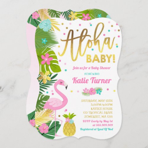 Flamingo Baby Shower Invitation Tropical Shower