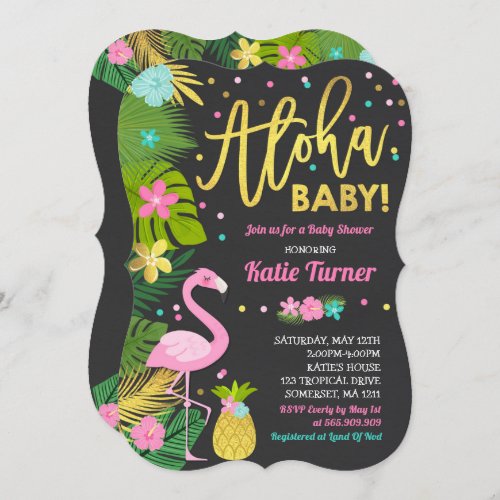 Flamingo Baby Shower Invitation Tropical Shower