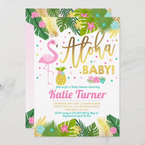 Flamingo Baby Shower Invitation Tropical Shower