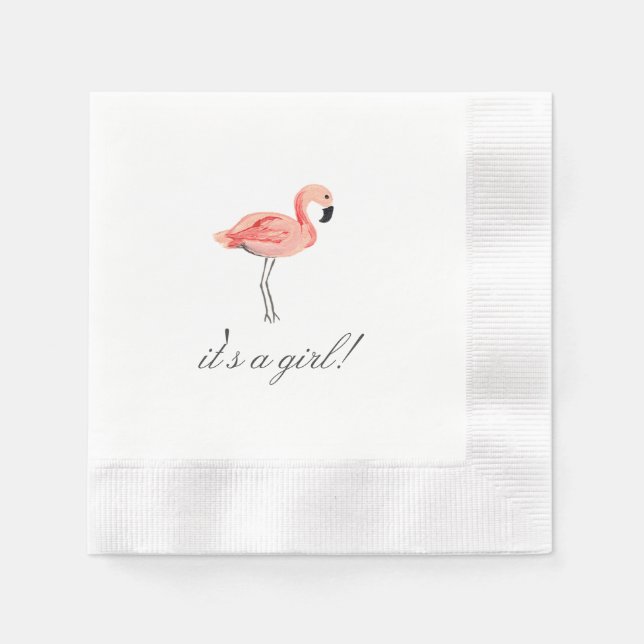 Flamingo Baby Shower Paper Napkins (Front)