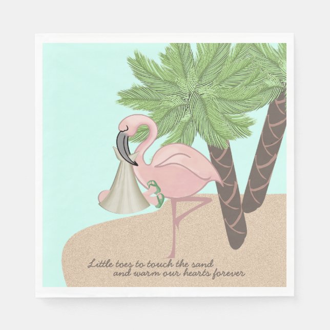 Flamingo Baby Shower Paper Napkins (Front)