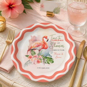 Flamingo Baby Shower Paper Plates