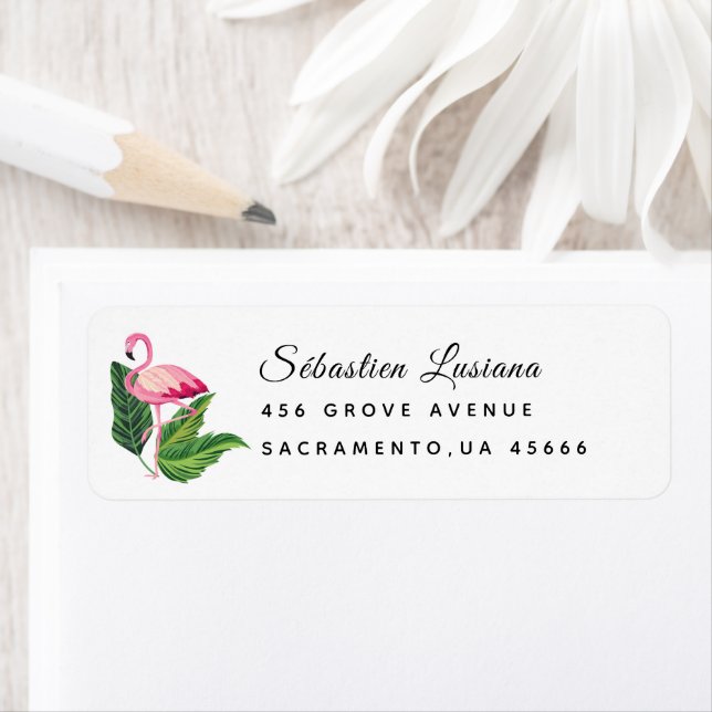 Flamingo  Baby Shower Return Address Label (Insitu)