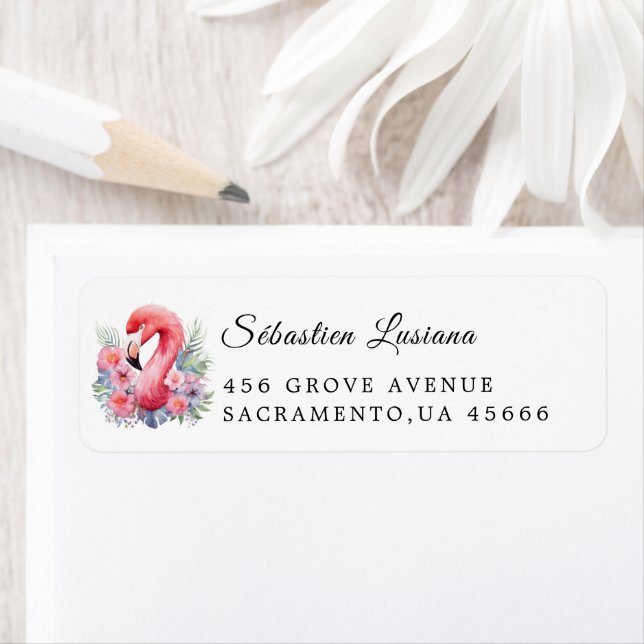 Flamingo  Baby Shower Return Address Label (Insitu)