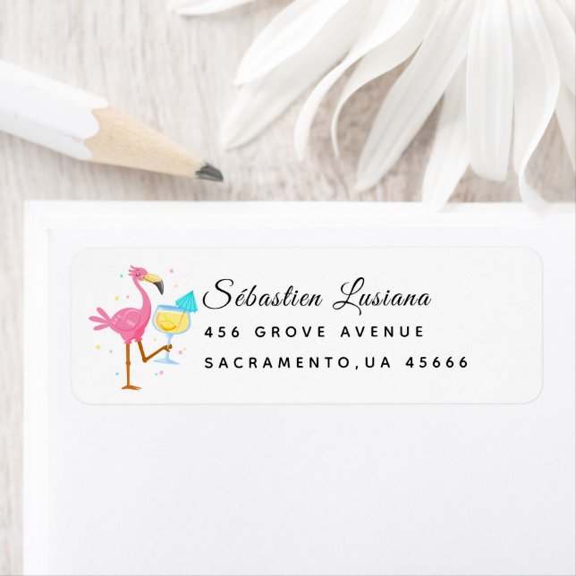 Flamingo  Baby Shower Return Address Label (Insitu)
