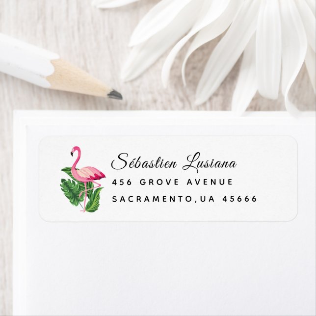 Flamingo  Baby Shower Return Address Label (Insitu)