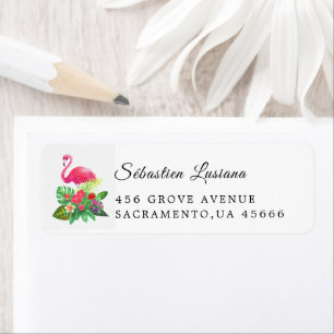 Flamingo  Baby Shower Return Address Label