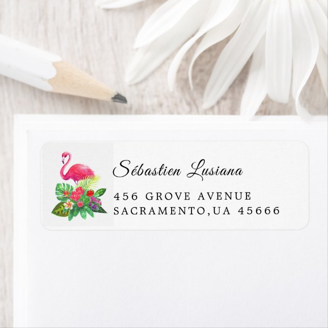 Flamingo  Baby Shower Return Address Label (Insitu)