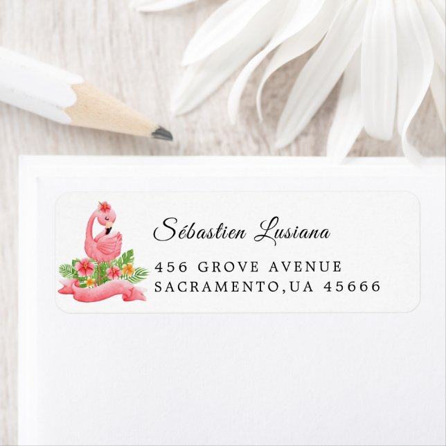 Flamingo  Baby Shower Return Address Label (Insitu)