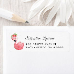 Flamingo  Baby Shower Return Address Label