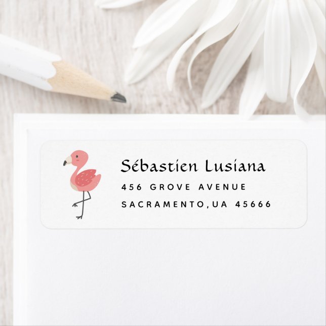Flamingo  Baby Shower Return Address Label (Insitu)