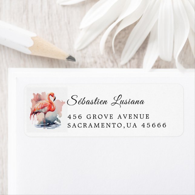 Flamingo  Baby Shower Return Address Label (Insitu)