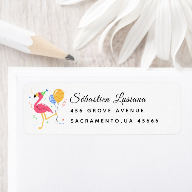Flamingo  Baby Shower Return Address Label (Insitu)