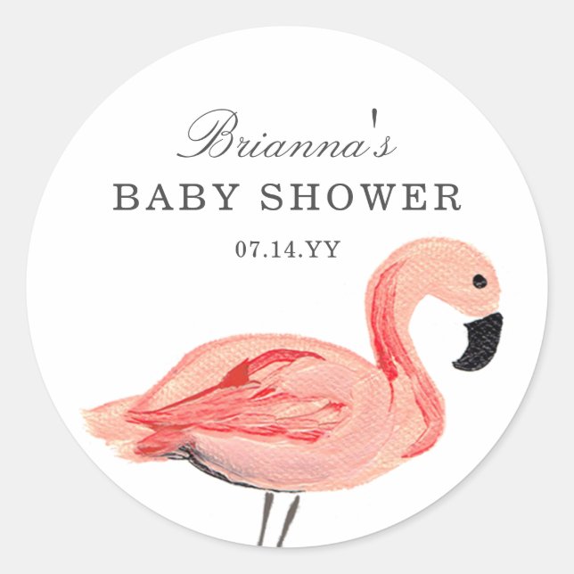 Flamingo Baby Shower Stickers (Front)