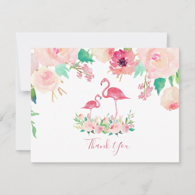 Flamingo Baby shower Thank you Invitation (Front)