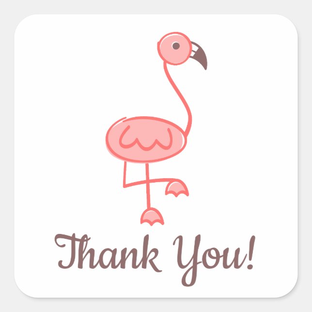 Flamingo Baby Shower Thank You Square Sticker (Front)