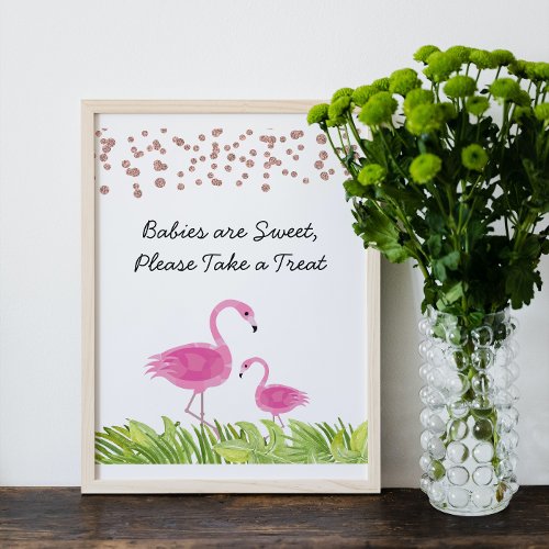 Flamingo Baby Shower Treats Party Sign