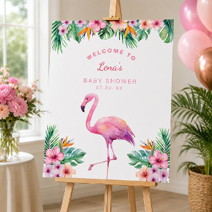 Flamingo Baby Shower Tropical Welcome Sign