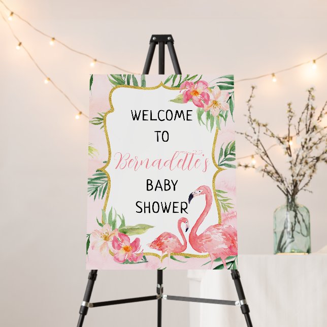 Flamingo Baby Shower Welcome Sign (In Situ (Stand))
