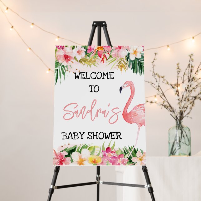 Flamingo Baby Shower Welcome Sign (In Situ (Stand))