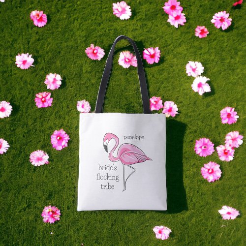 Flamingo Bachelorette Brides Flocking Tribe Name Tote Bag