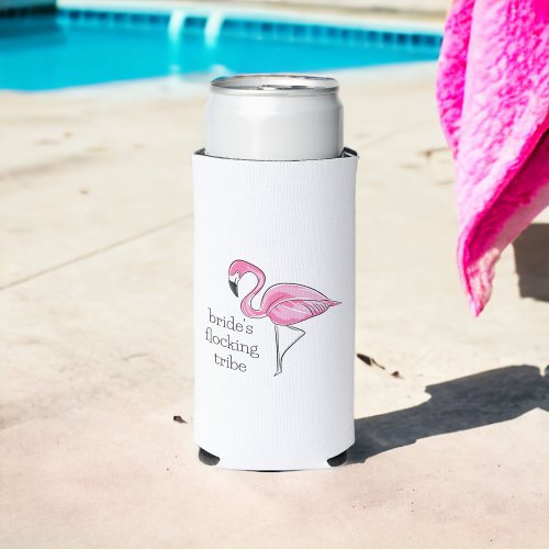 Flamingo Bachelorette Bridesmaid Flocking Tribe Seltzer Can Cooler