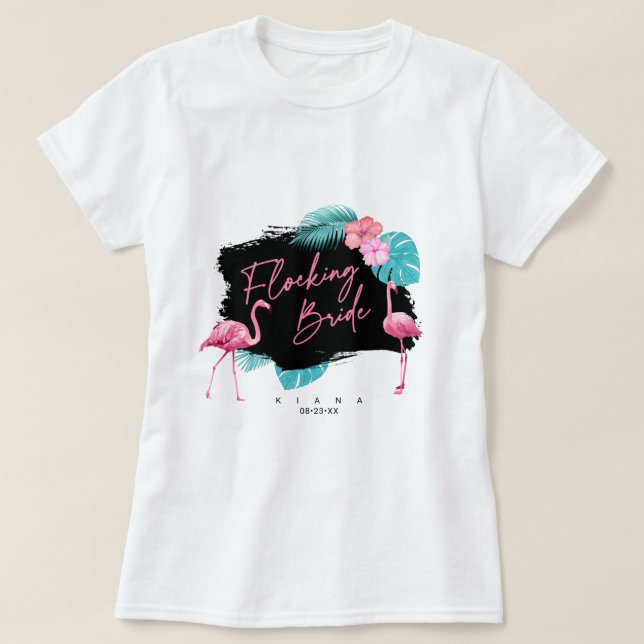 Flamingo Bachelorette Flocking Bride V2 ID930 T-Shirt (Design Front)