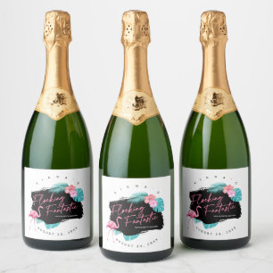 Flamingo Bachelorette Flocking Fantastic V2 ID930 Sparkling Wine Label