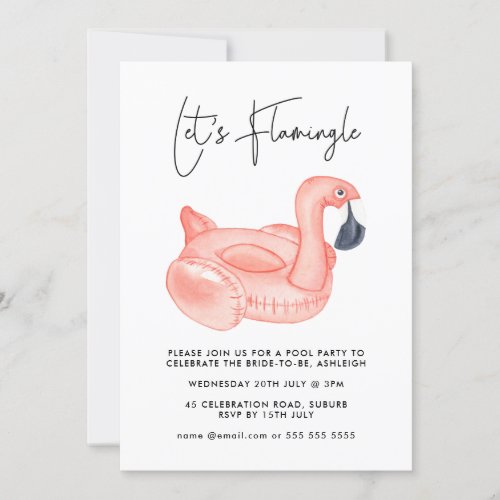 Flamingo Bachelorette Pool Party  Invitation