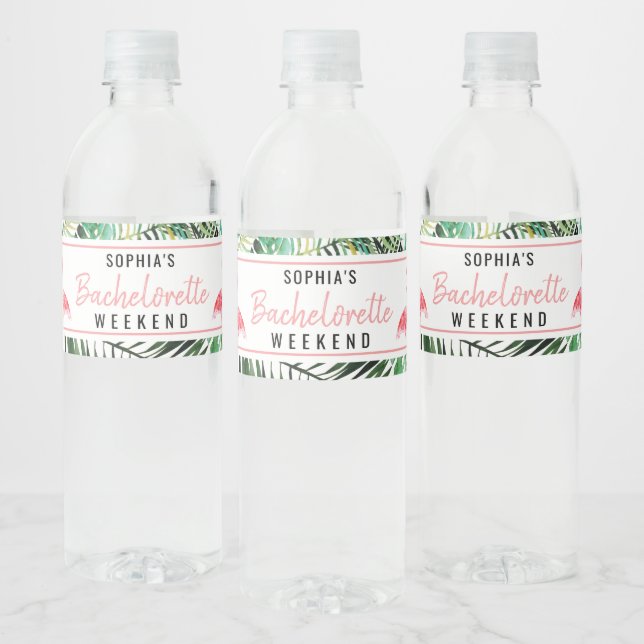 Flamingo Bachelorette Water Bottle Labels (Bottles)