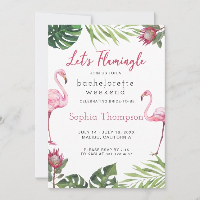Flamingo Bachelorette Weekend Party Invitation (Front)