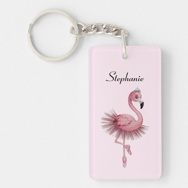 Flamingo Ballet Dancer Personalized Keychain (Front)