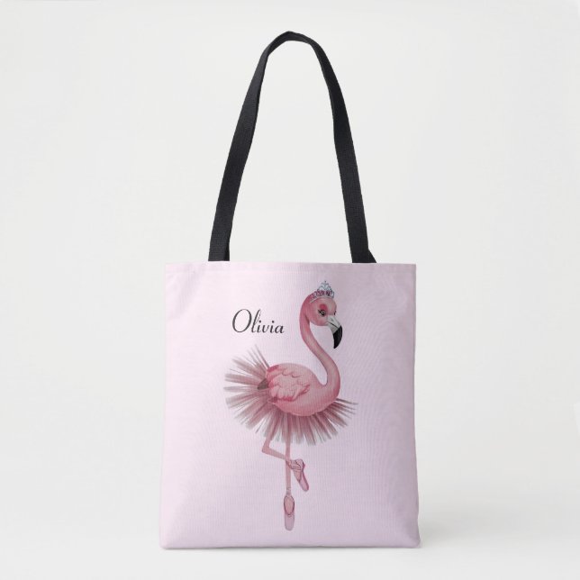 Flamingo Ballet Dancer Personalized Tote Bag (Front)