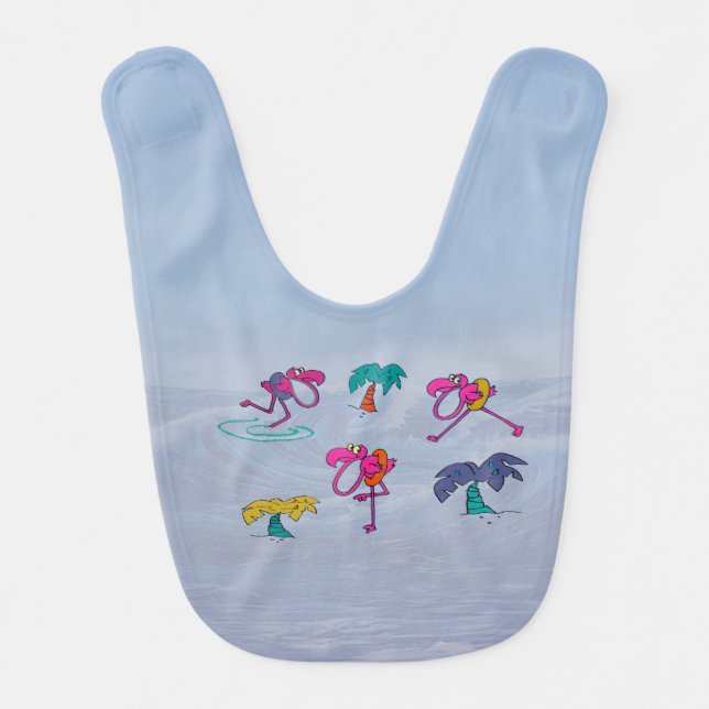 Flamingo Beach Baby Bib (Front)