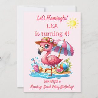 Flamingo Beach Birthday Invitation Let's Flamingl