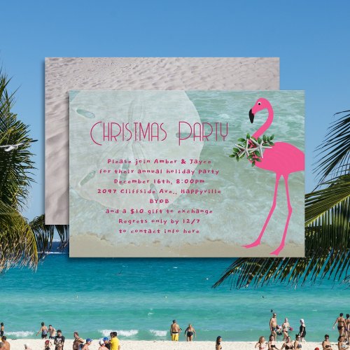 Flamingo Beach Christmas Party Invitation