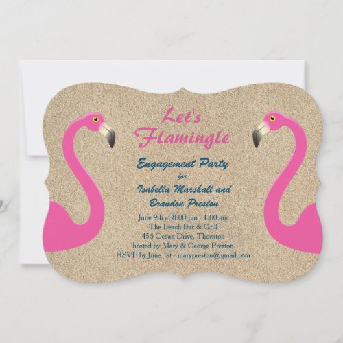 Flamingo Beach Engagement Party Invitation