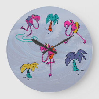 Flamingo Beach Large Clock