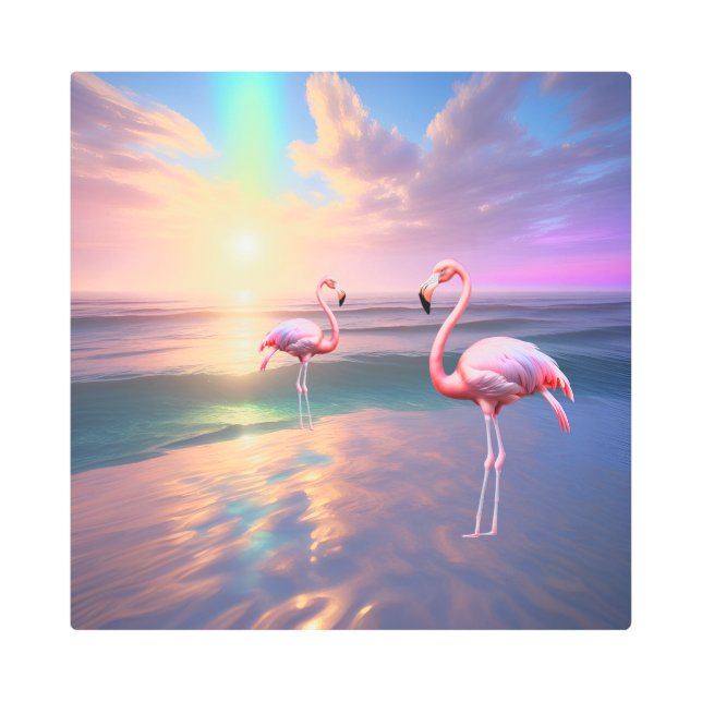 Flamingo Beach Metal Print (Front)