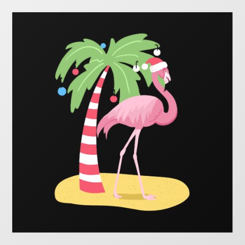 Flamingo Beach Palm Tree Christmas In July Floor Decals