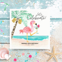 Flamingo Beach Party Tropical Cocktail Birthday