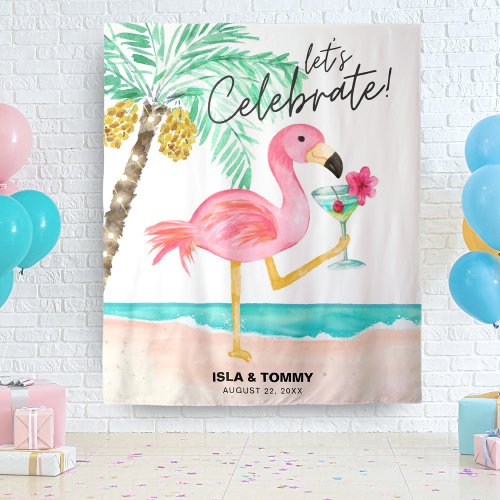 Flamingo Beach Party Tropical Tapestry